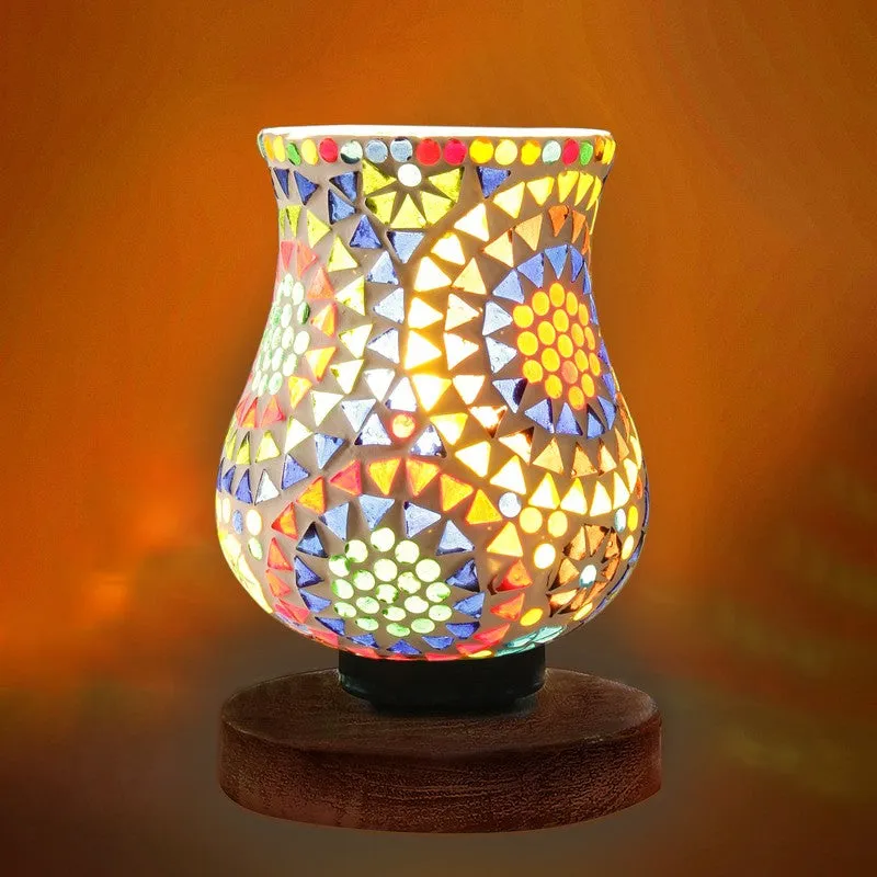 Warmelle Mosaic Glass Table Lamp With Wooden Base - Multicolor media 6