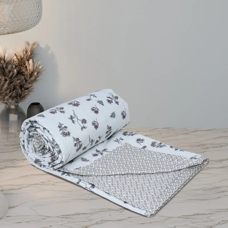 Floral Mist Printed Cotton Dohar (Pink,White) - 120 GSM media 4