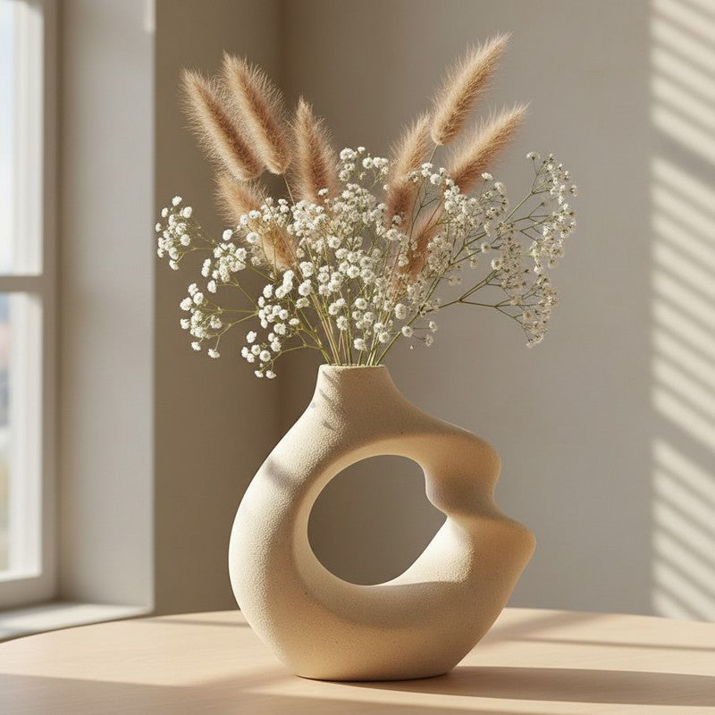 Orbio Sculptural Abstract Ceramic Vase - Ivory