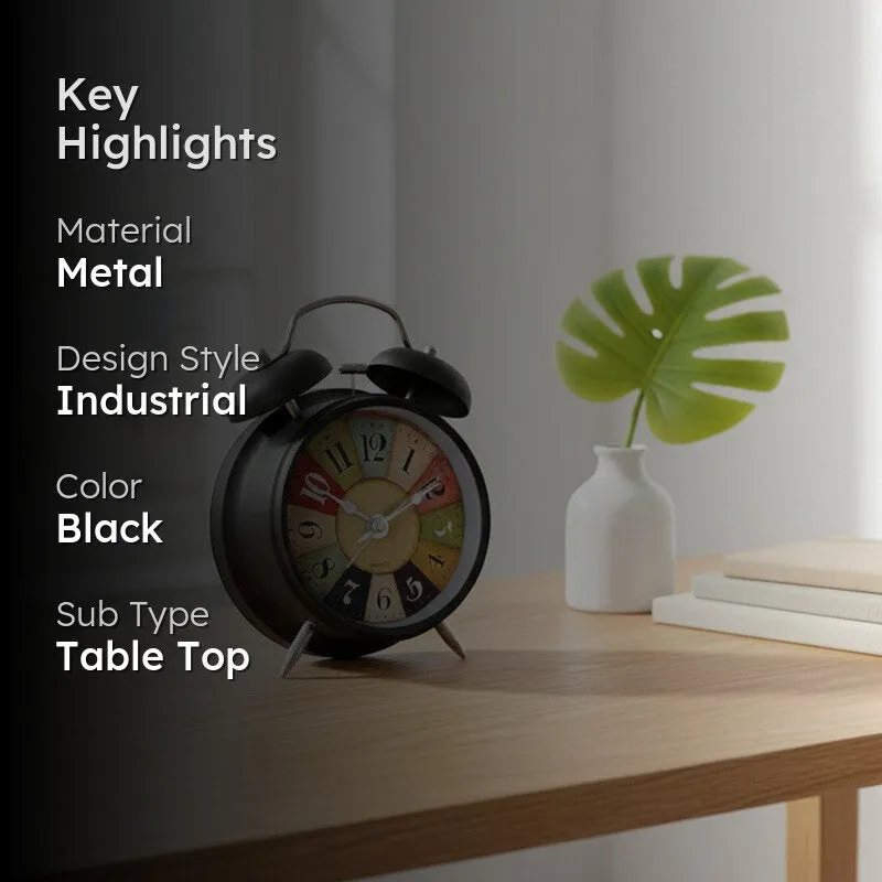 Classic Tick Round Metal Table Clock media 2