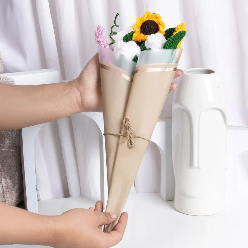 Crochet Handmade Rose Bouquet (Yellow,White) - Set Of Five media 1