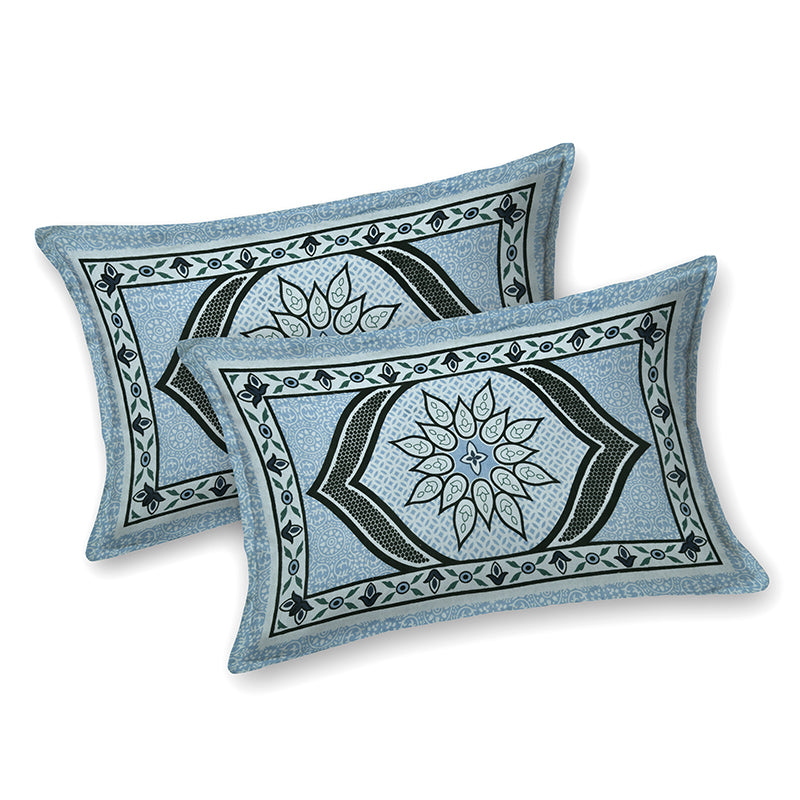 Cherry Shore Cotton Bedsheet (Sky Blue) - 180 TC media 7