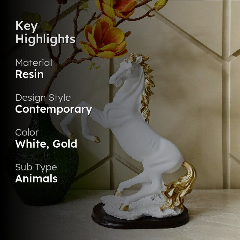 Aurum Steed Luxury Horse Showpiece - White media 2