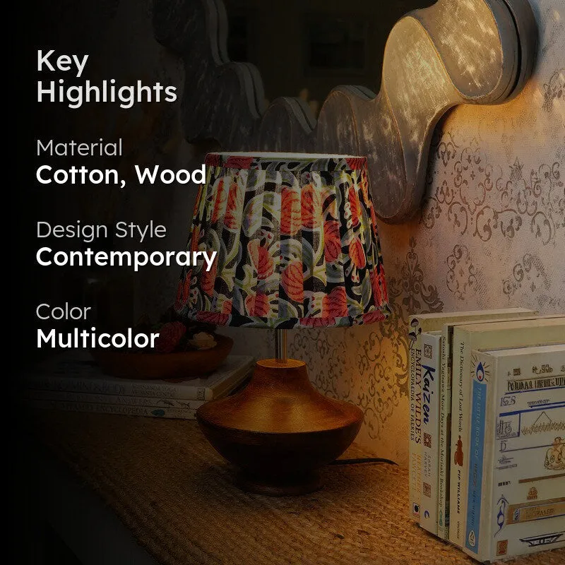 Wildfern Wooden Base Cotton Table Lamp - Multicolor media 2