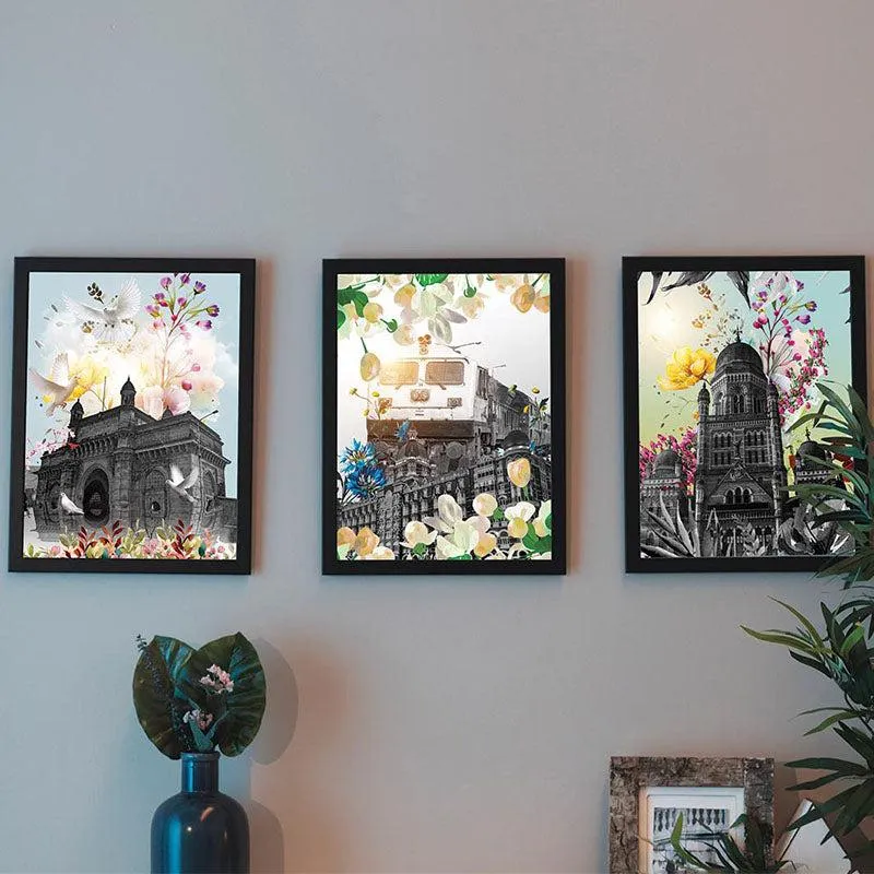 City Arche Charms Wall Painting - Set of Three media 1