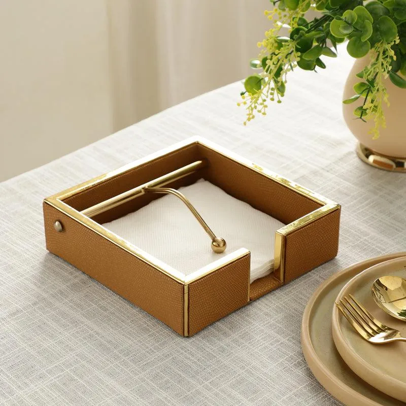 Roho Leather Tissue Holder - Brown media 1