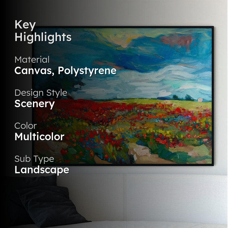 Flower fields Canvas Wall Painting - Black Frame media 2
