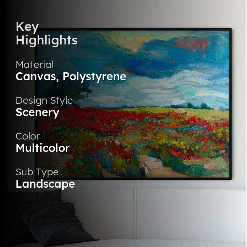 Flower fields Canvas Wall Painting - Black Frame media 2