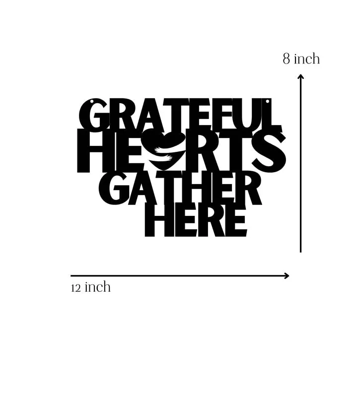 Grateful Hearts Gather Here Typography Mild Steel Wall Accent media 5