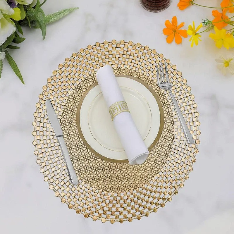 Lumora Golden Round PVC Table Mats - Set Of Four media 4
