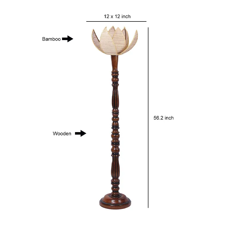 Kamala Masiya Vintage Wooden Floor Lamp - Beige media 4