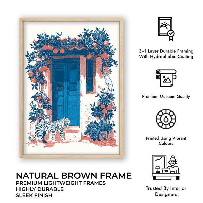 Sapphire Shade Canvas Wall Painting - Brown Frame media 10
