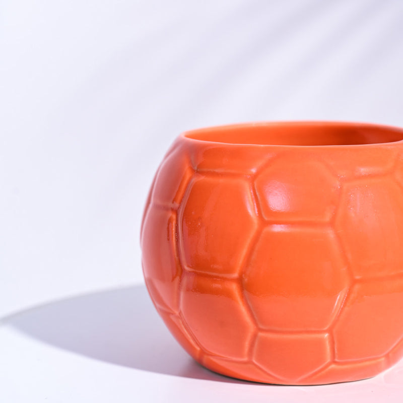 Ugaoo Football Orange Ceramic Pot media 4