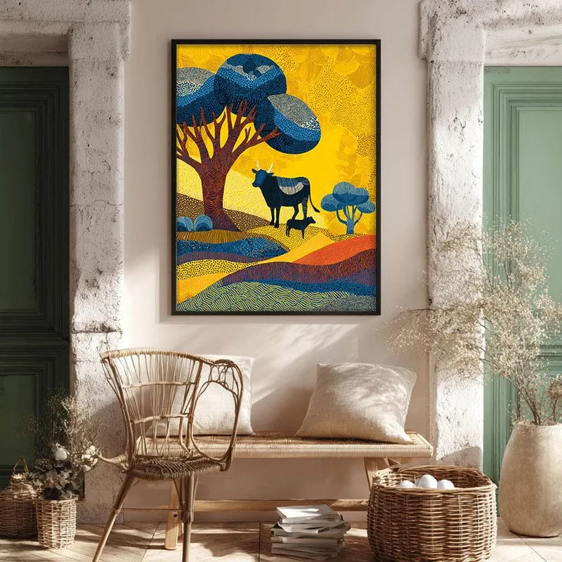 Sunlit Canvas Wall Painting With Black Frame media 8