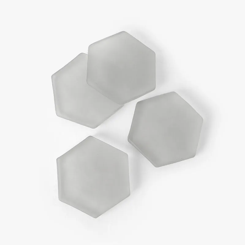 Glossy Hexa Glass Coaster (White) - Set Of Four media 5