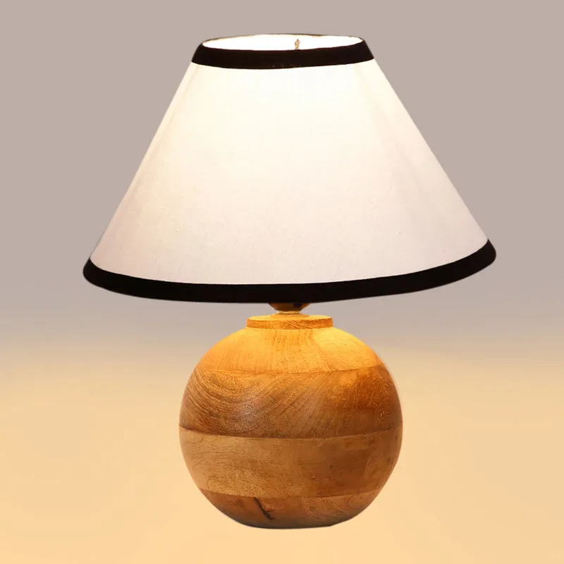 Cotin II Stripe Orb Cotton Table Lamp - White,Brown media 4