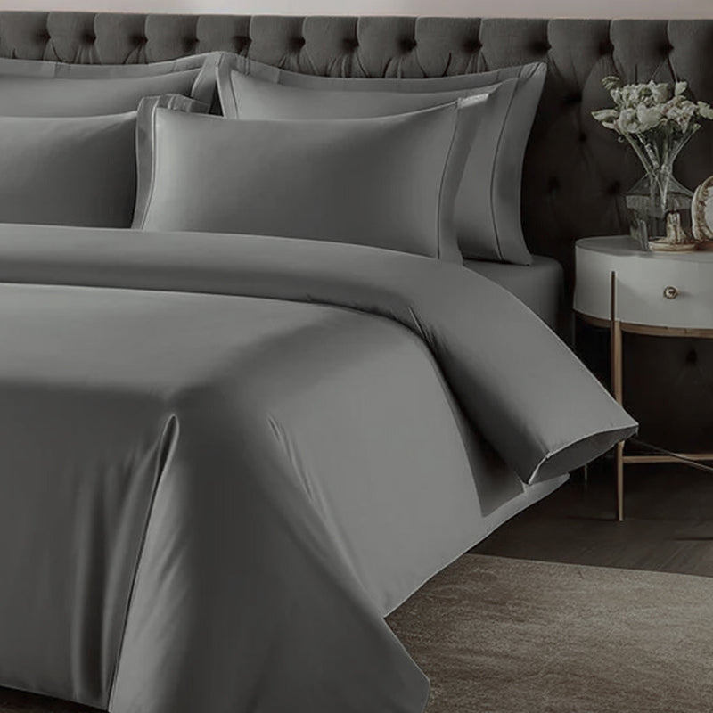 Caressence Solid Cotton Bedsheet (Grey) - 300 TC media 5