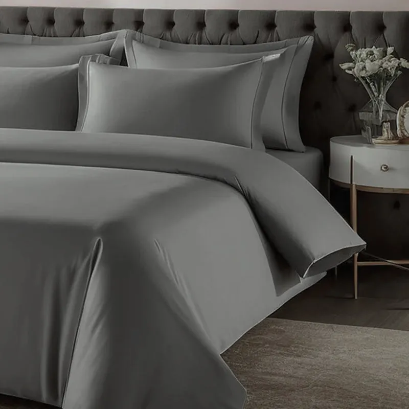 Caressence Solid Cotton Bedsheet (Grey) - 300 TC media 5