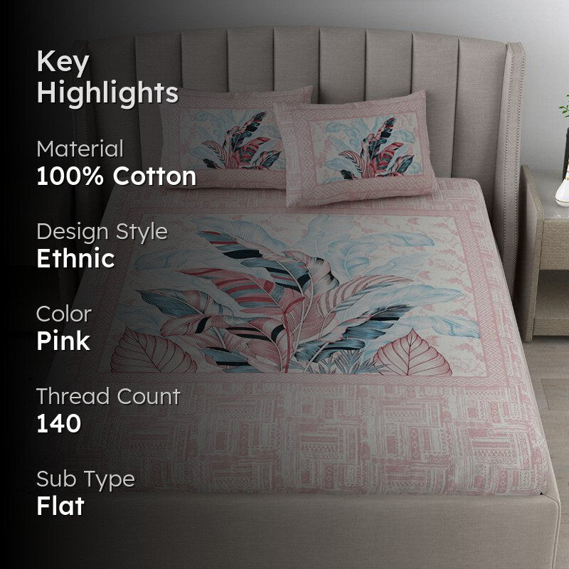 Little Explorers Floral Cotton Bedsheet (Pink) - 140 TC media 2