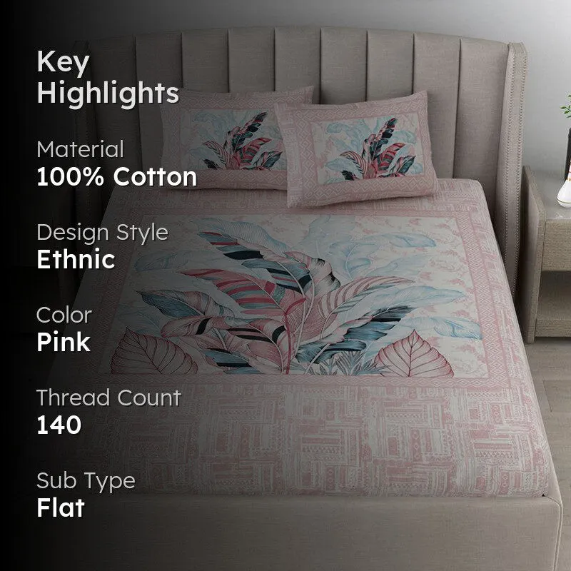Little Explorers Floral Cotton Bedsheet (Pink) - 140 TC media 2
