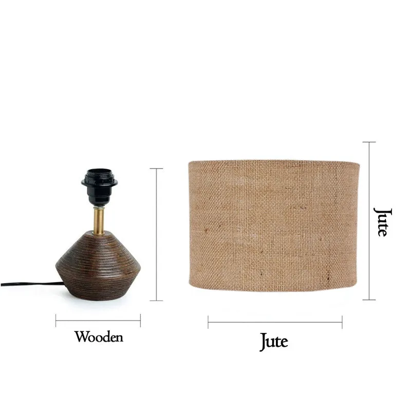 Yami Wooden Table Lamp With Jute Shade - Brown,Beige media 5