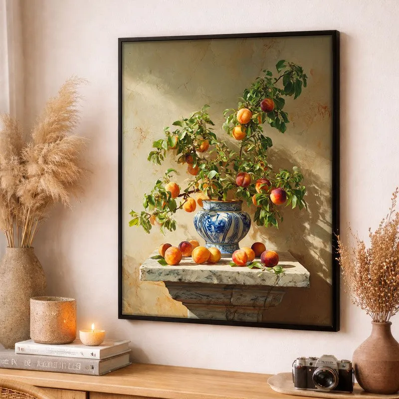 Pedestal Peach Canvas Wall Painting - Black Frame media 3
