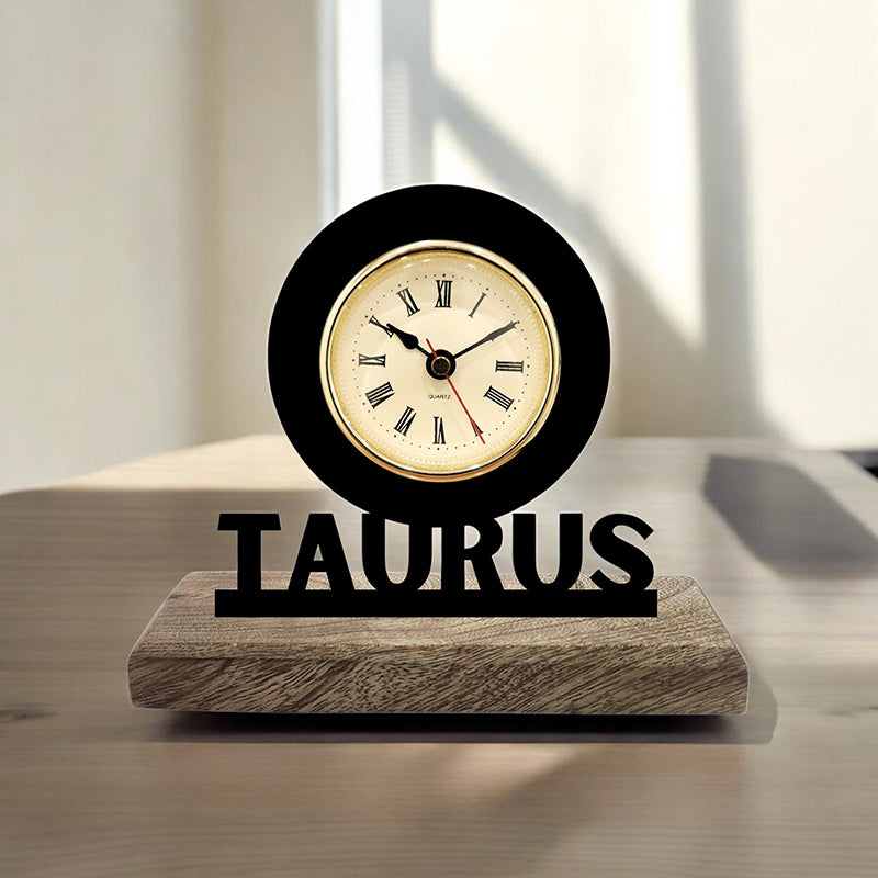 Taurus Zodiac Analog Table Clock