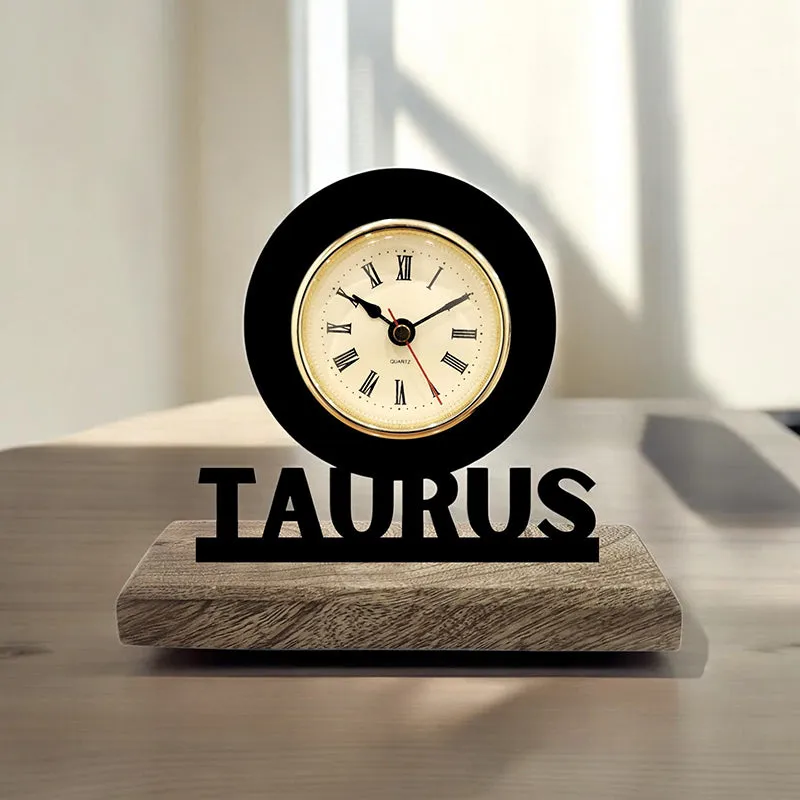 Taurus Zodiac Analog Table Clock media 1