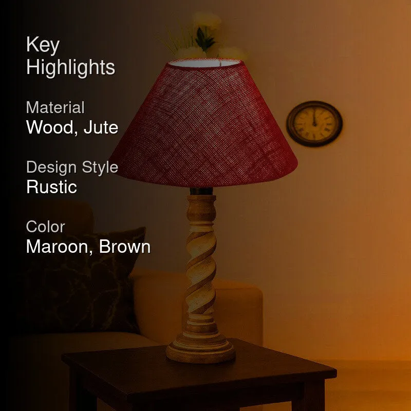 Modera Aven Wooden Table Lamp - Maroon media 2