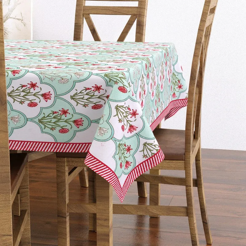BlossomLine Cotton Table Cover - Green,Pink media 3
