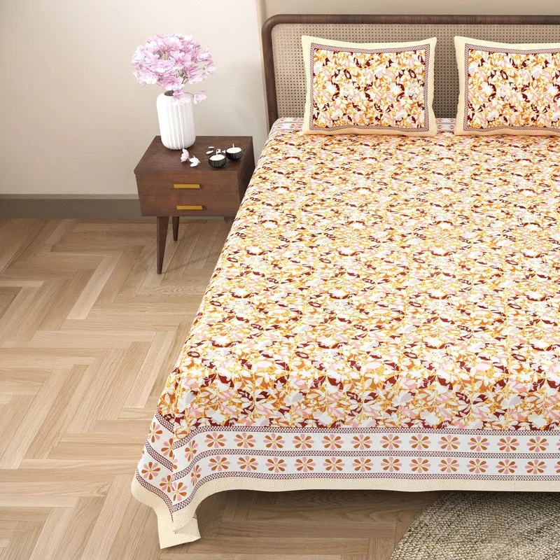 Rangix Cotton Bedsheet (Yellow,Rust) - 240 TC media 4