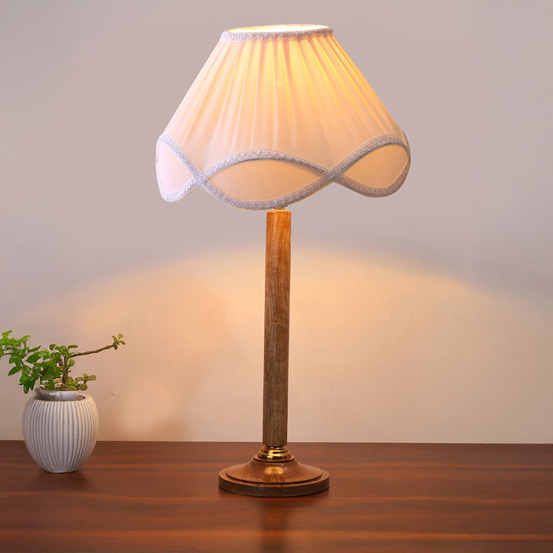 Terra Lights Table Lamp With Wooden Base - White