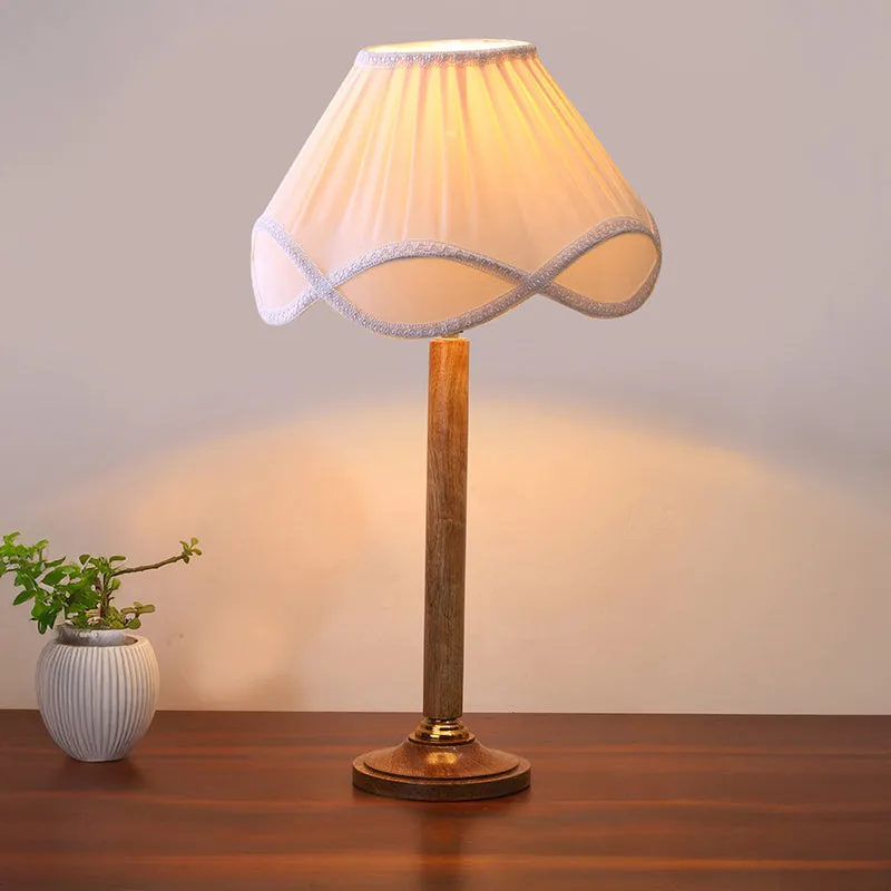 Terra Lights Table Lamp With Wooden Base - White media 1