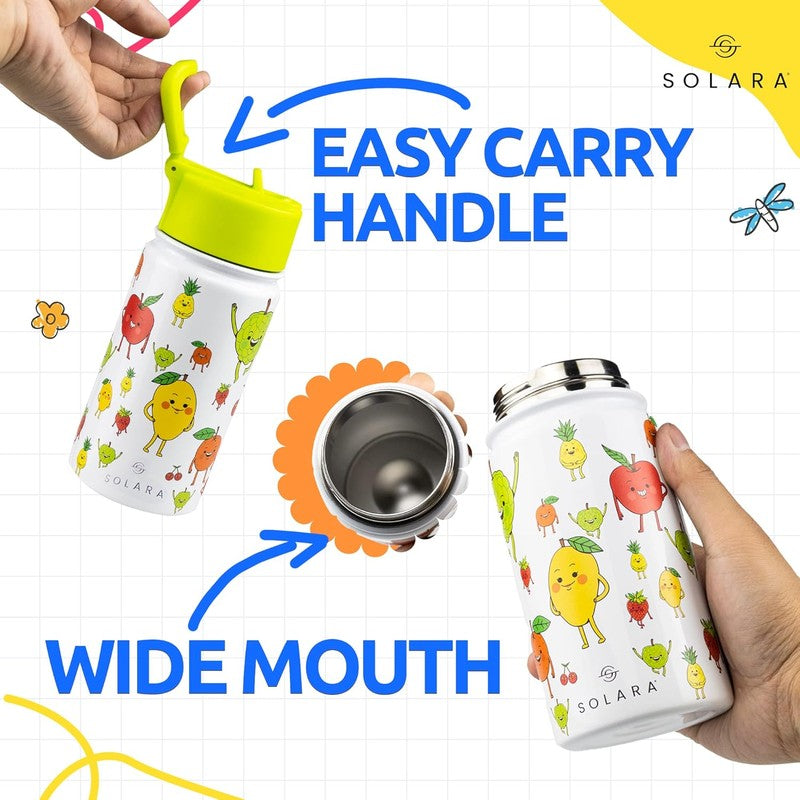 Solara Insulated Stainless Steel Bottle (Green & White)- 450 mL media 5