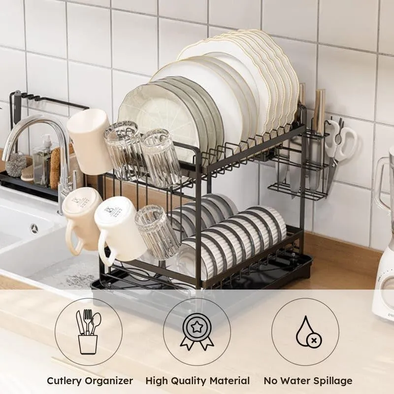 Plate Parade 2-Tier Carbon Steel Dish Rack - Black media 6