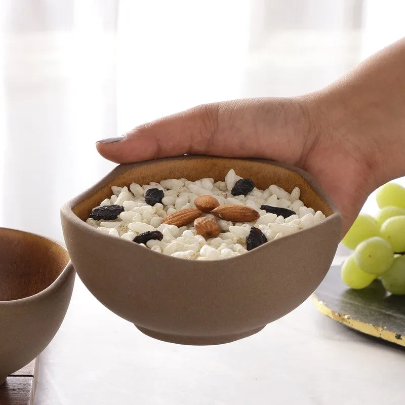 Matte Brown Hexa-Shaped Stoneware Bowl - 400 mL media 4