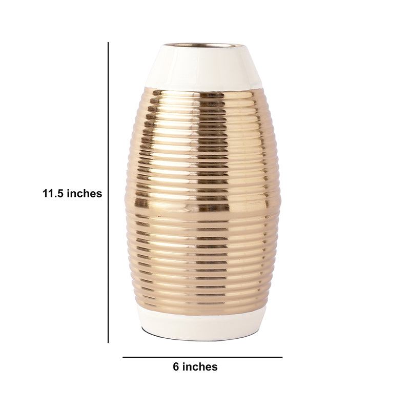 Malva Aluminium Vase - Gold & White media 5