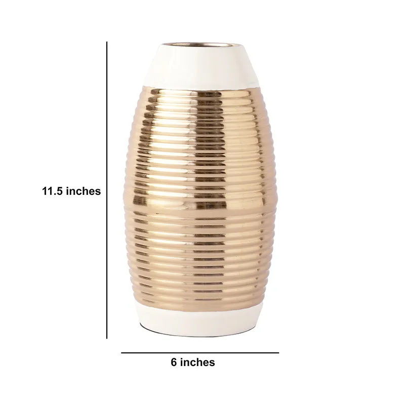 Malva Aluminium Vase - Gold & White media 5