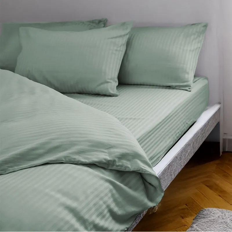 Stripe Charm Cotton Pillow Cover (Sage) - Set Of Two media 1