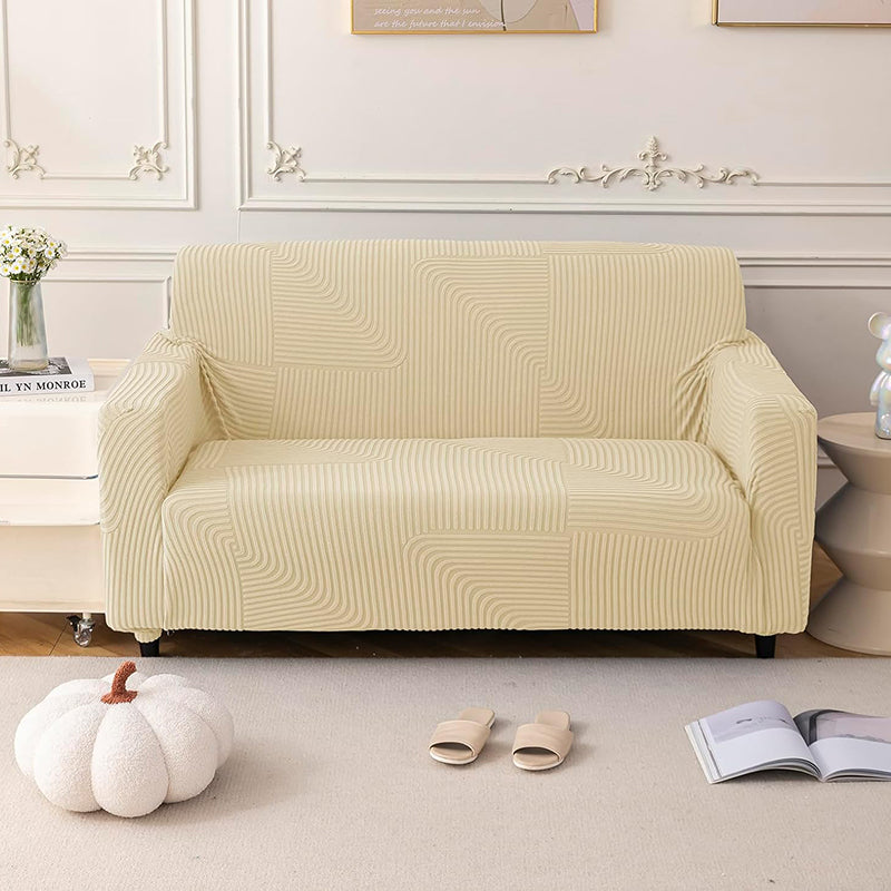 Sofique Jacquard Sofa Cover - Beige media 3