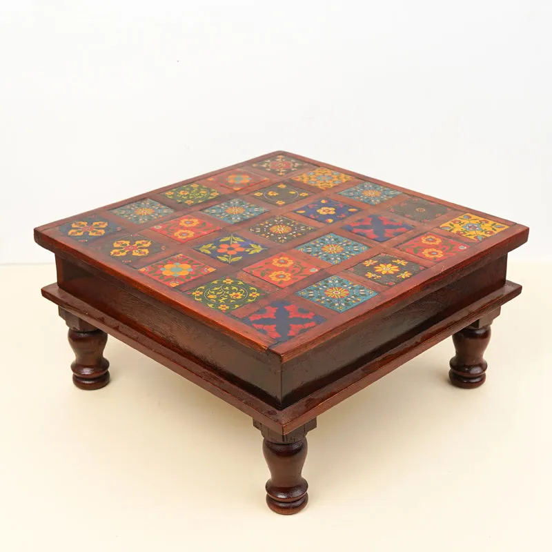 Athangudi Mango Wood & MDF Stool - 12 inch media 4