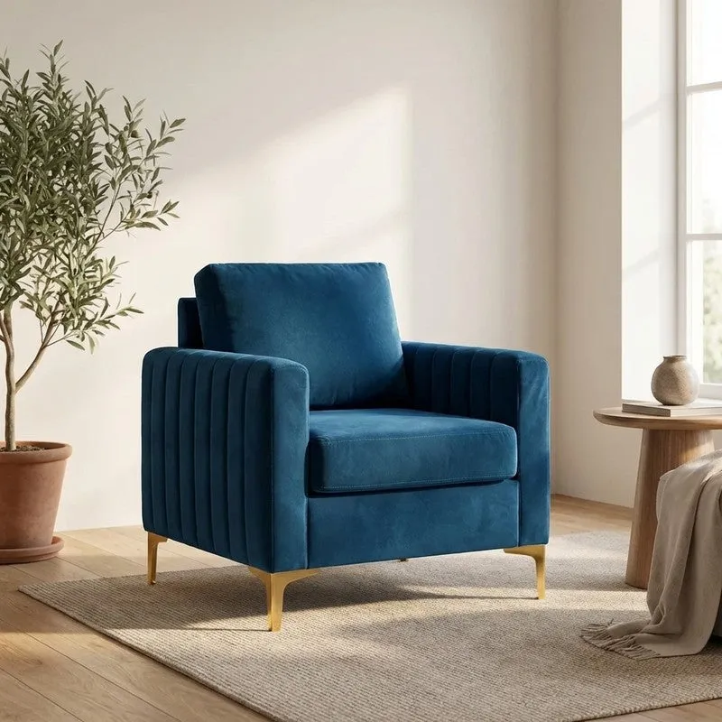 Baseo Neem Wood Accent Chair - Blue media 1
