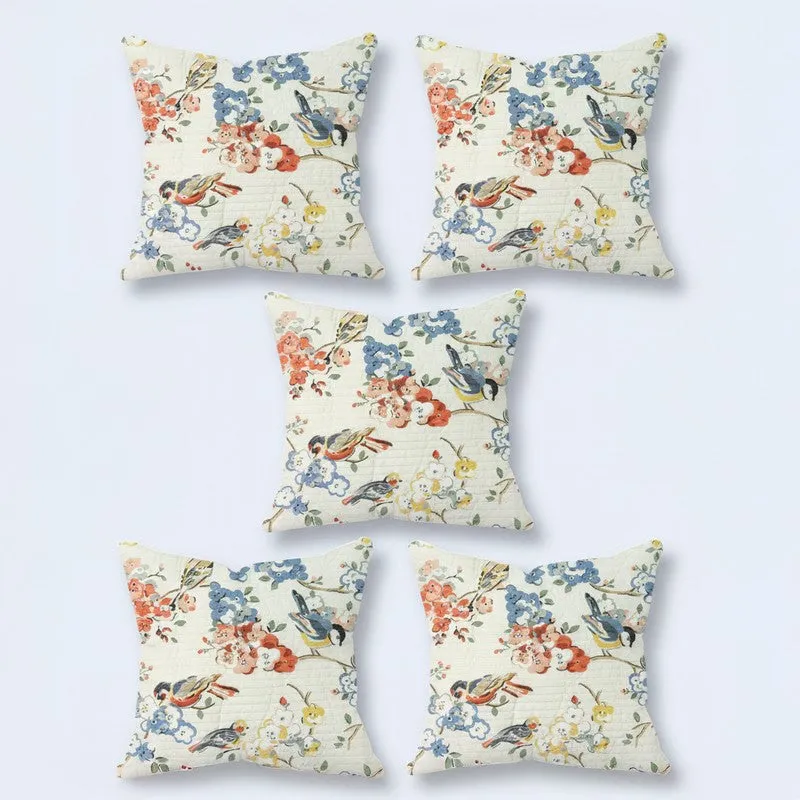 Petaline Floral Multicolor Cushion Cover Set - Set Of Five media 4