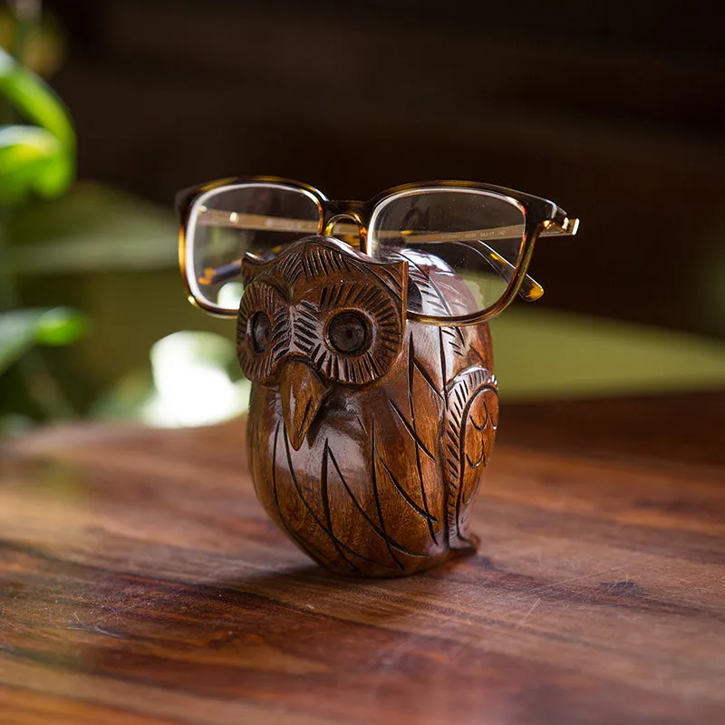 Hoot Craft Eucalyptus Wood Spectacle Holder media 1