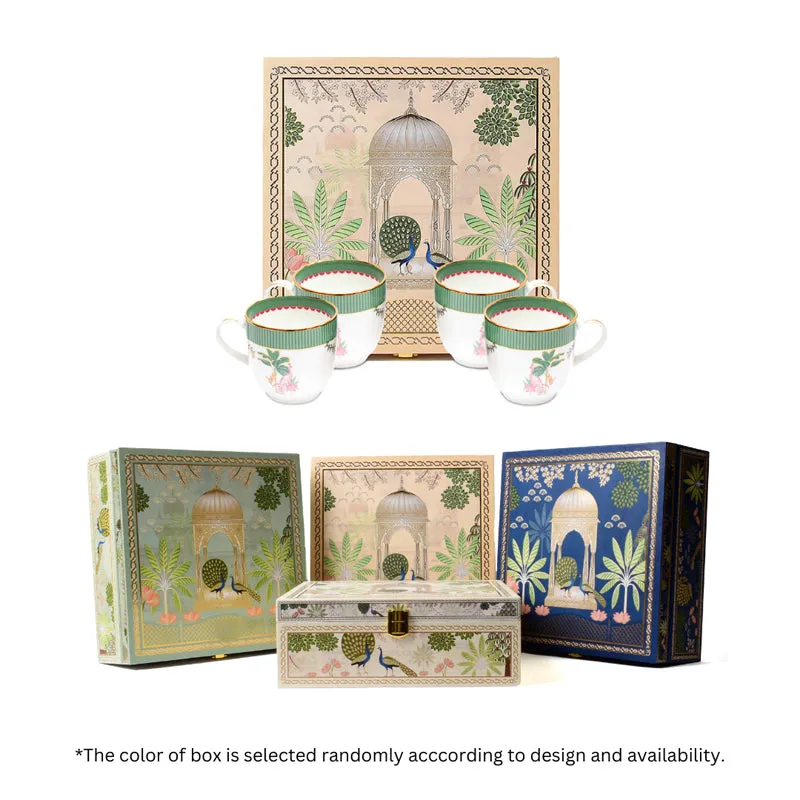 Gilded Mayura Pete 24k Gold Brushed Porcelain Coffee Mug (300 mL Each) - Set Of Four media 8