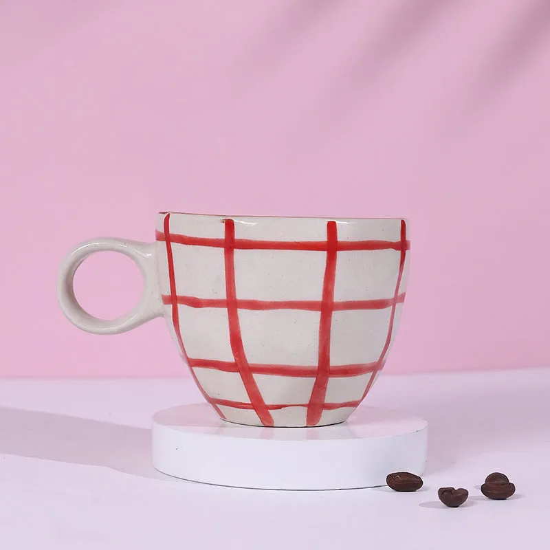 Riccardo Ceramic Tea Cup (200 mL) - Red,White media 1