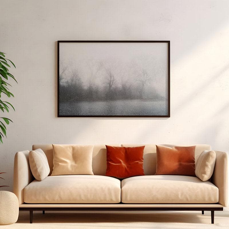 Misty Mood Landscape Wall Painting -Black & Grey media 4
