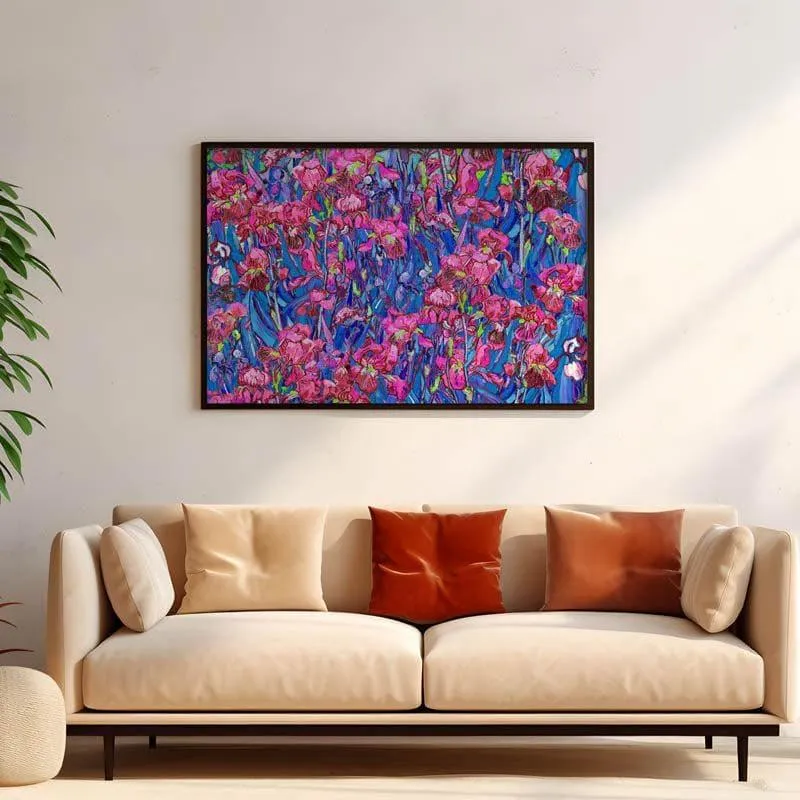 Pink Irises By Vincent Van Gogh - Black Frame media 1