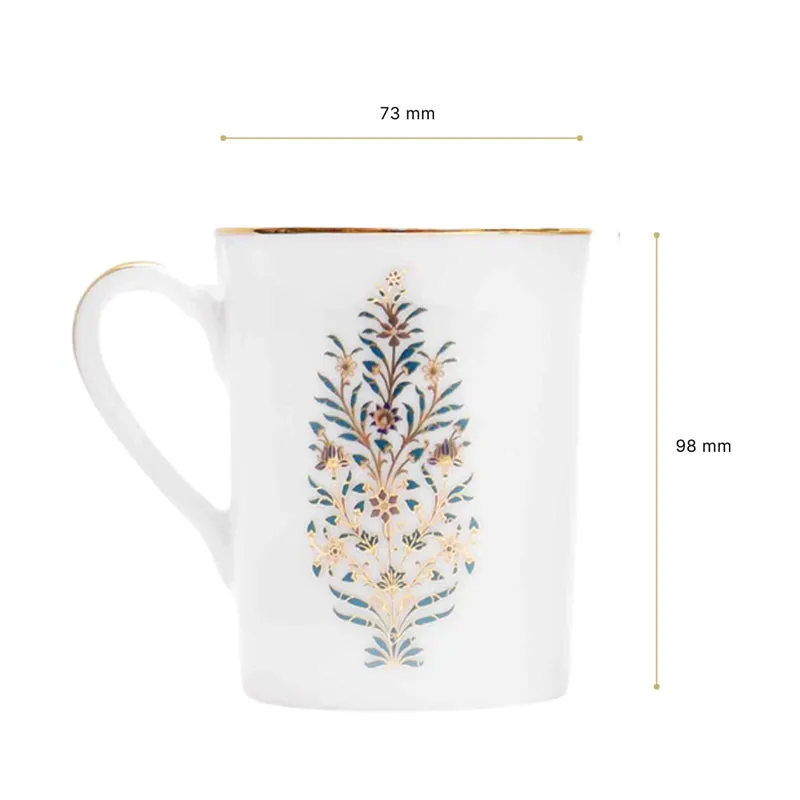 Gilded Shahi Classic 24k Gold Brushed Porcelain Coffee Mug (300 mL Each) - Set Of Six media 10