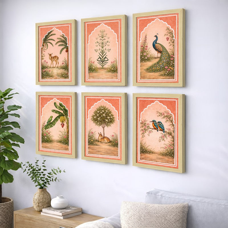Echoes of Mewar Paper Wall Painting With Frame - Set Of Six media 3